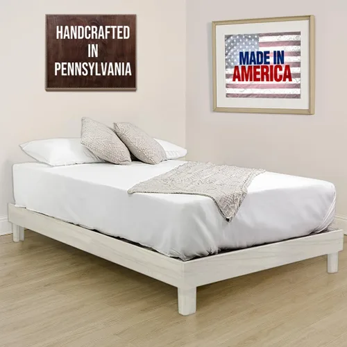 Vista 10 de Marco de cama de plataforma de madera maciza sin herramientas con listones, calidad fabricada en Pensilvania, Estados Unidos por artesanos