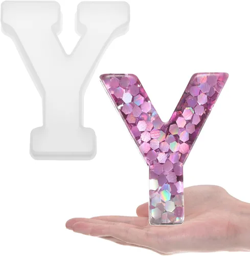 Vista 26 de HARFINGTON Moldeo de resina grande con letra S de 6 pulgadas, molde de silicona con alfabeto mayúscula 3D para arte de letreros de palabras
