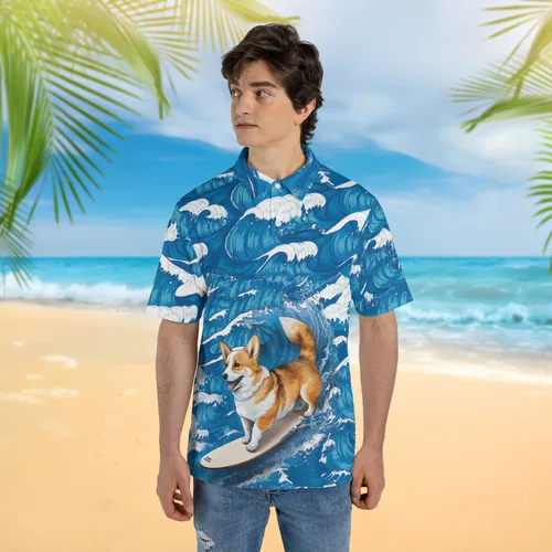 Vista 2 de Corgi Polo para hombres y mujeres Camisas polo de manga corta con impresión 3D para amantes de las mascotas, divertido polo de golf Dry Fit Set 3