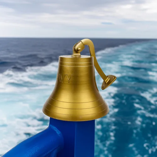 Vista 9 de Nagina International Campana decorativa de aluminio de latón antiguo náutico con grabado en la Marina de los Estados Unidos, regalos náuticos