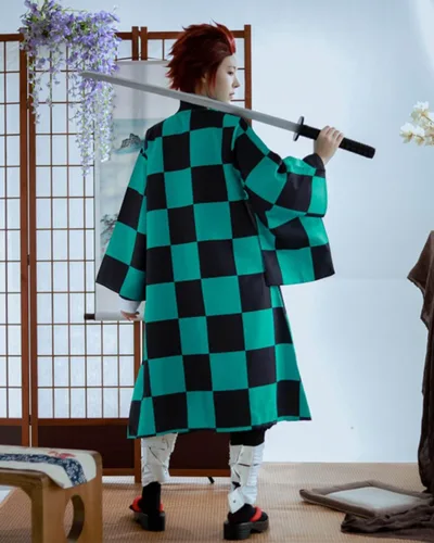 Vista 4 de Nuoqi Zentisu Tanjiro Cosplay - Disfraz de Giyuu Tomioka para adultos disfraz de anime Shinobu para Halloween