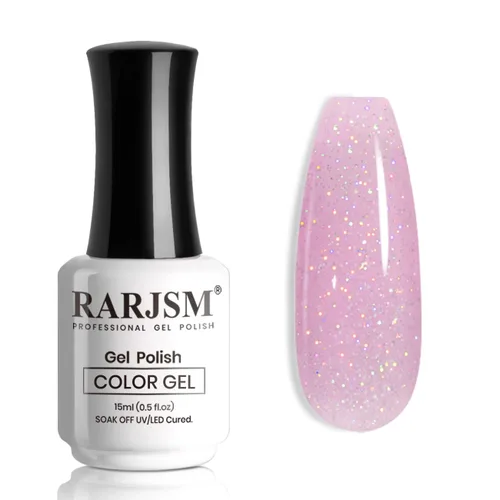 Vista 56 de RARJSM Esmalte de uñas en gel color albaricoque, dorado con brillantina, neutro, transparente, color nude, esmalte de gel para remojar para remojar