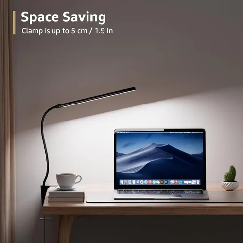 Vista 4 de Lepro Lámpara de Escritorio con Clip LED Luz de Lectura Regulable USB Pequeña Lámpara de Abrazadera con 3 Modos de Color 10 Niveles de Brillo, Luz