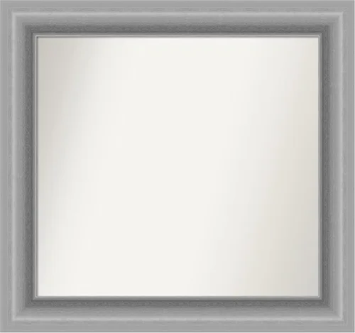 Vista 178 de Amanti Art Espejo de baño plateado para sobre fregadero, 26 x 26 pulgadas, espejo cuadrado de níquel pulido, marco de madera tradicional mediano, se