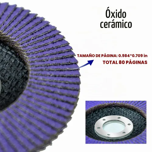 Vista 4 de Sali Paquete de 10 Discos de Aleta de Cerámica Grano 40 de 4.5" x 7/8 Pulgadas Disco de Lijado Tipo Bisel #29 Grado Premium e Industrial Amoladora