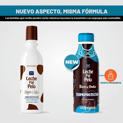 Vista 2 de Leche Pal Pelo Rizado y ondulado - Protector térmico - Protección térmica para cabello con aloe vera, leche de coco - Reduce el encrespamiento