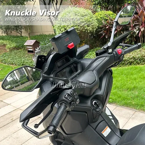 Vista 6 de Protector de mano negro para motocicleta, protector contra el viento y el frío para Yamaha X-MAX 125 X-MAX 300 (2023 2024), accesorios