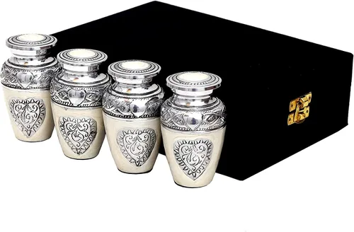 Vista 8 de hlc Urnas - Urna de cremación de corazón, urna funeraria para cenizas humanas, urna de entierro con grabado detallado, 100% aluminio, tamaño grande