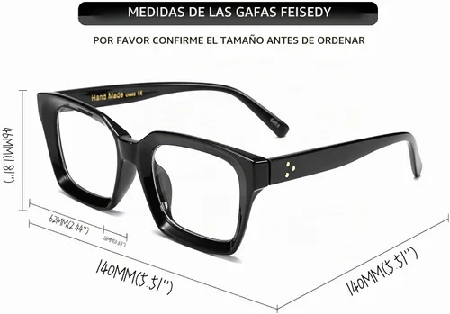 Vista 5 de FEISEDY Gafas de lectura retro cuadradas con bloqueo de luz azul, antirreflejos, para fatiga digital, modelo B2479 Negro