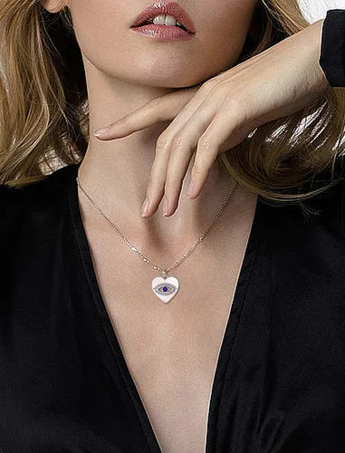 Vista 4 de INFUSEU Collares de plata de ley contra el mal de ojo para mujeres y niñas, regalos únicos de amuleto de protección
