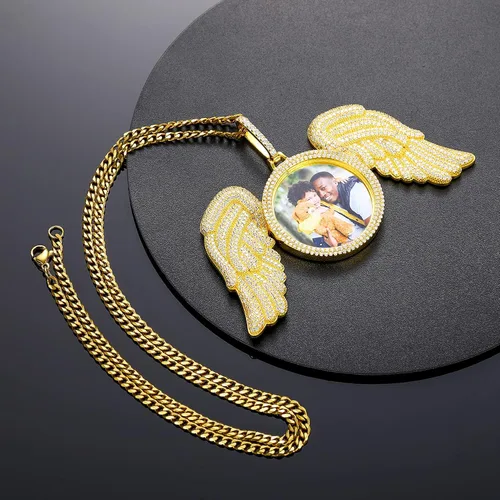 Vista 7 de Gugots Collar de plata de ley 925 con foto personalizada colgante de foto personalizado oro helado plata y memoria cadenas de imagen personalizadas