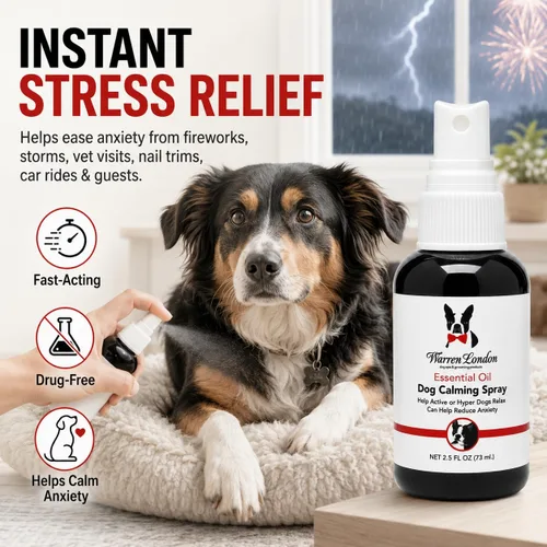 Vista 2 de Warren London Spray calmante de aromaterapia para perros, mezcla de aceites esenciales de 2.5 onzas (lavanda, vetiver, salvia clara y naranja dulce)