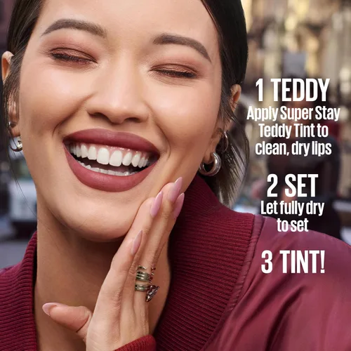 Vista 7 de Maybelline Super Stay Teddy Lip Tint, camiseta de bebé, color piel CAMISETA BEBÉ