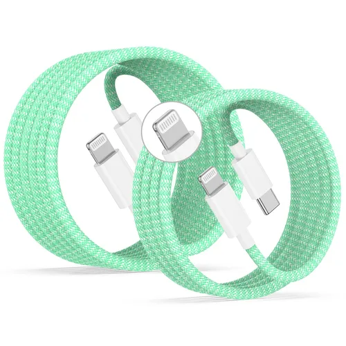 Vista 11 de Cable USB C a Lightning, paquete de 2 unidades de 6 pies + 10 pies, [certificado Apple MFi], cable de carga rápida para iPhone 14 13 12 11 Pro