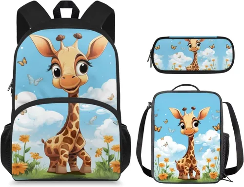 Vista 36 de Mochila 3D Otter para niños de 9 a 11 años, bonita mochila para niñas para la escuela, mochila elegante para niños con lonchera y bolsa