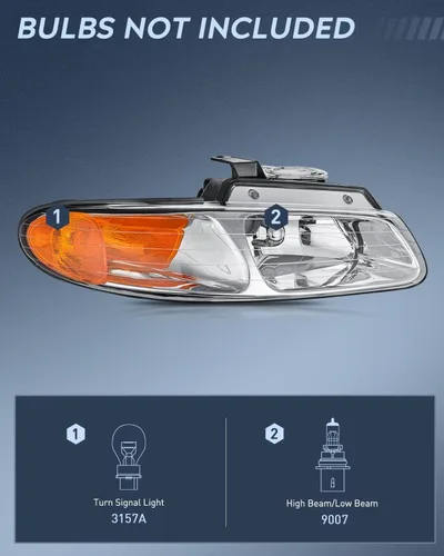Vista 2 de Nilight Conjunto de Faro Compatible con 1996 1997 1998 1999 Chrysler Town & Country Dodge Grand Caravan Plymouth Grand Voyager Faro de Reemplazo