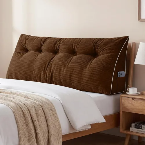 Vista 46 de Sasttie Almohada de cabecera tamaño King, almohada de cuña para sentarse en la cama, cojín triangular con soporte de respaldo para leer, incluye