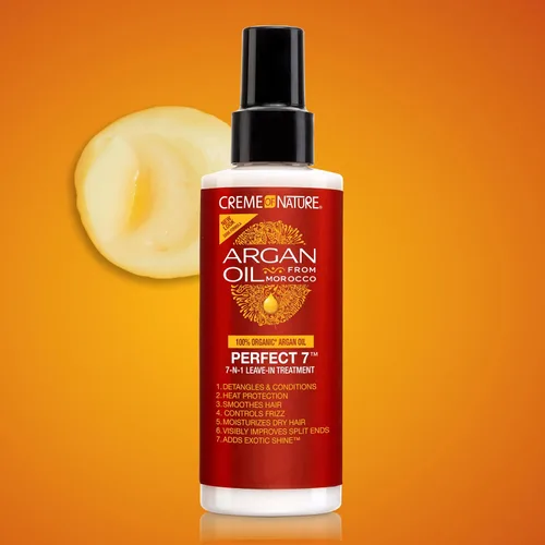 Vista 8 de Creme of Nature Aceite de Argán Perfecto Tratamiento 7 en 1 para cabello rizado, anti-frizz, protección contra el calor y brillo exótico, regalo