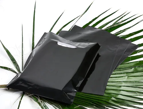 Vista 7 de Choice Marts Bolsas de mercancía 100 negras 9"x12" Tamaño 1.5Mil de grosor con asas Glossy Black Retail Bags. Convenient Carry Handles. Ideal For