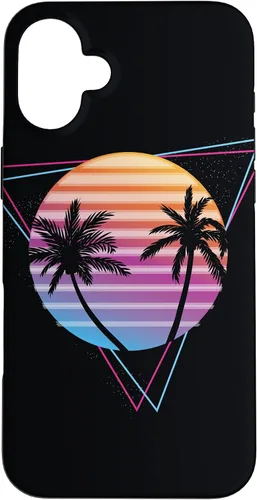 Vista 23 de Palm Sunset 80s Vibe Retrowave Synthwave Aesthetics - Carcasa para iPhone 16
