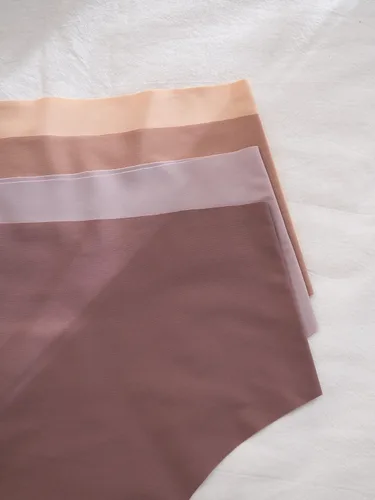 Vista 6 de MakeMeChic Paquete de 4 bragas sólidas de cintura alta sin costuras para mujer