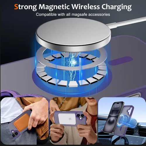 Vista 420 de Anuck - Funda magnética para iPhone 11 compatible con MagSafe, carcasa trasera mate translúcida dura, borde de TPU, delgada, resistente a impactos
