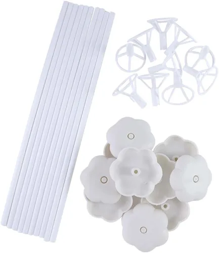 Vista 4 de Juego de 15 soportes para palos de globos, copa de globo con poste de globo y soporte de mesa de escritorio para boda, cumpleaños, baby shower