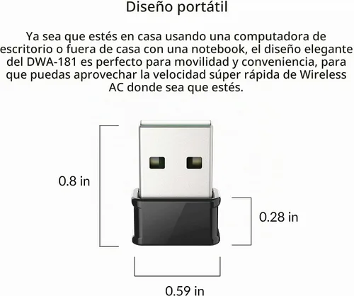 Vista 4 de D-Link Adaptador USB WiFi de doble banda AC1300 inalámbrico para Internet para PC de escritorio, portátil, juegos, MU-MIMO, compatible con Windows