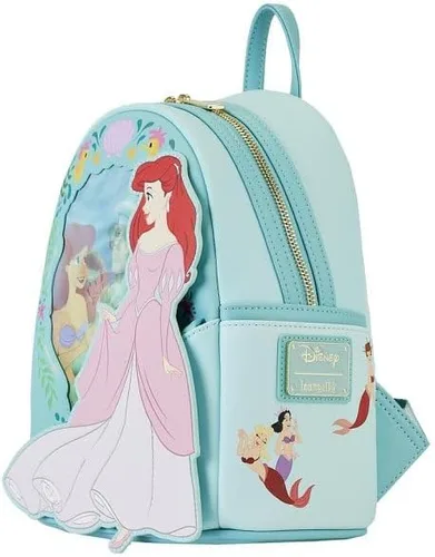 Vista 3 de Loungefly Disney La Sirenita Ariel Princess Lenticular Mini Mochila, verde azulado, Moderno