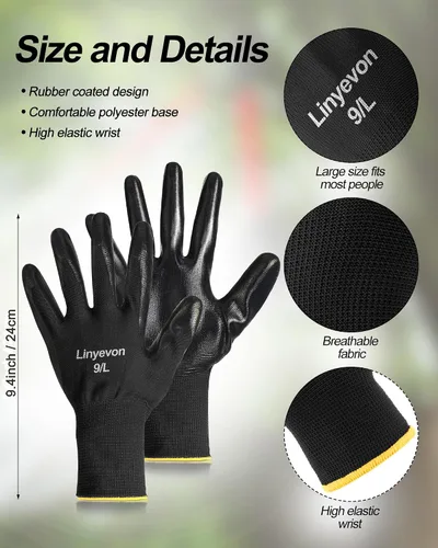Vista 2 de Maxcheck Guantes de trabajo recubiertos de PU Negro