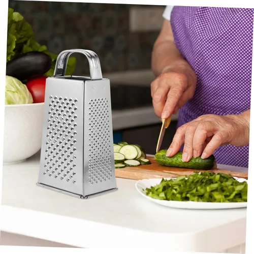 Vista 8 de Healeved Power Tools - Rallador profesional de caja de acero inoxidable, rallador de queso, triturador de verduras con 4 lados para queso, verduras