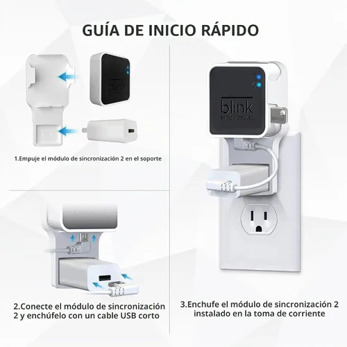 Vista 7 de Unidad flash USB Blink de 256 GB y soporte de pared para Blink Sync Module 2 con cable corto, ahorra espacio, sin cables desordenados, soporte