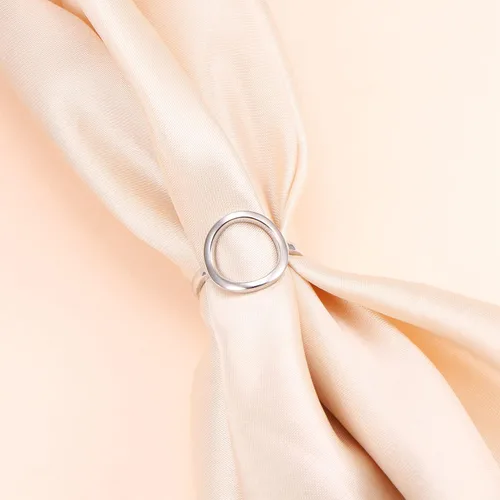 Vista 3 de DAOCHONG Anillo clásico simple de plata de ley, anillo de karma de círculo abierto, promesa, anillo de karma para mujer