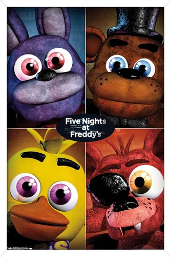 Vista 7 de Trends International Five Nights at Freddy's - Póster de pared cuádruple, 14.725 x 22.375 pulgadas, versión con marco de madera tipo granero