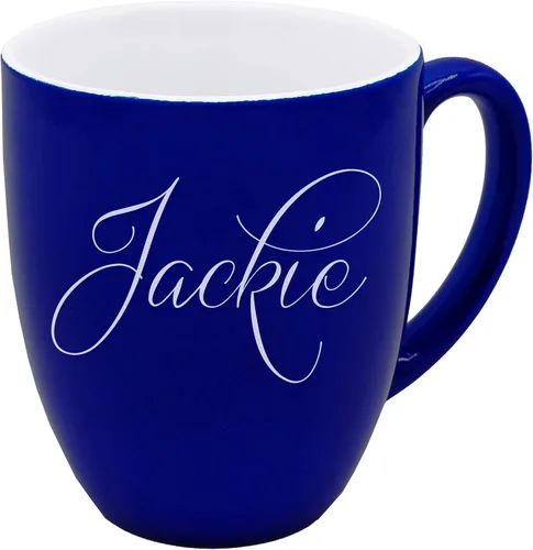 Vista 4 de The Wedding Party Store Taza de café con leche grabada personalizada, taza de café y té personalizada (azul)