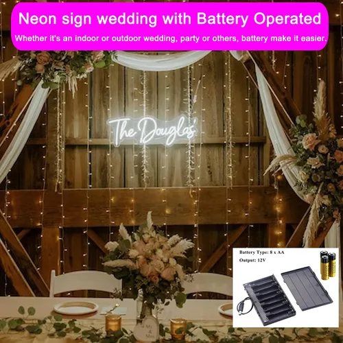 Vista 3 de Letrero de neón personalizado para boda, Binager personalizable con nombre de neón, decoración de letrero de luz regulable/RGB, personalizado