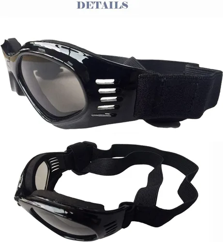Vista 3 de LECONPET Gafas de sol para perros pequeños, impermeables, resistentes al viento, protección UV, para mascotas, para perros, cachorros, gatos (negro)