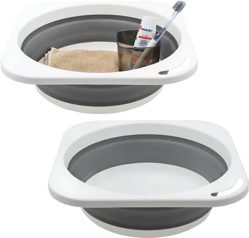 Vista 9 de Lavabo de plástico plegable de 5 litros (1.4 galones), bandeja de cocina, bañera pequeña con floding, cubo de plástico que ahorra espacio