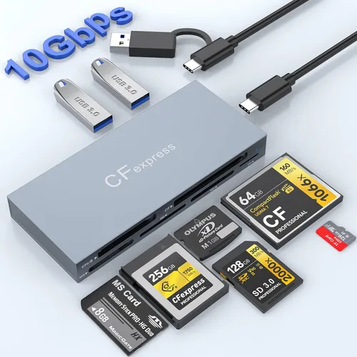Vista 7 de Lector de Tarjetas SD USB 3.0, Lector Multi Tarjeta 7 en 1 para SD SDXC SDHC Micro SD CF MS MMC Tarjeta de Memoria de Cámara XD, Lector de Tarjetas