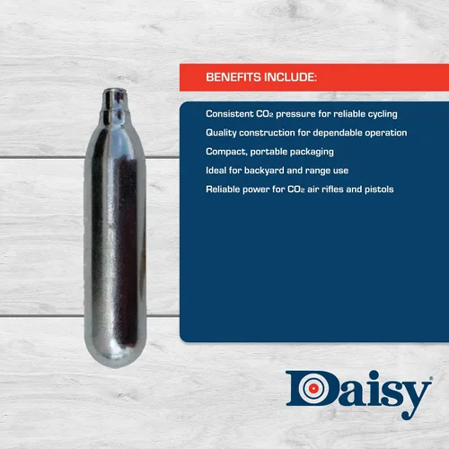 Vista 4 de Daisy Powerline - Cilindros de CO2 de 0.42 oz, 25 unidades, presión consistente, para pistolas de aire de CO2