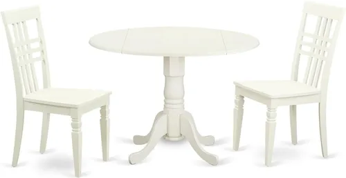 Vista 7 de East West Furniture Juego de mesa de comedor DLLG5-LWH-W