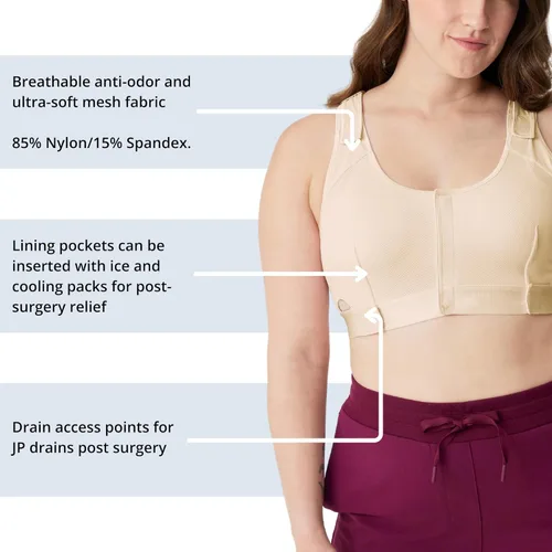Vista 3 de Care+Wear Sujetador de recuperación poscirugía para postmastectomía, reconstrucción