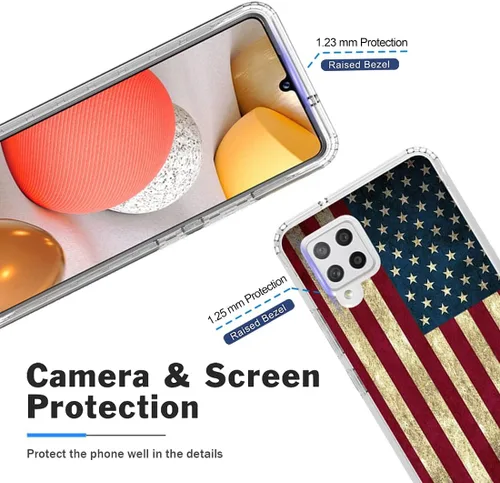 Vista 2 de Funda para Galaxy A42 5G/M42 5G SM-A426 con protector de pantalla de vidrio templado, cuerpo completo, diseño floral, a prueba de golpes, funda
