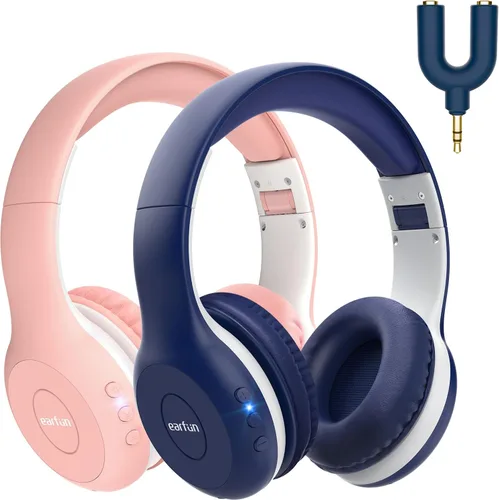 Vista 12 de EarFun K2 - Auriculares Bluetooth para niños, con volumen limitado, tiempo de reproducción de 40 horas, micrófono integrado, sonido estéreo