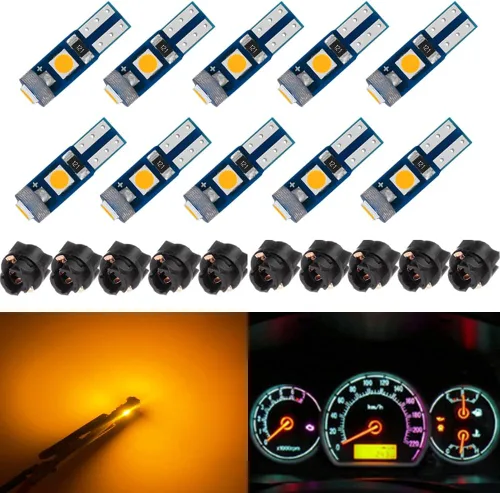 Vista 7 de Paquete de 10 bombillas LED ámbar T5 2721 37 74 cuña, PC74, reemplazo de luces para salpicadero, panel de instrumentos, lámparas LED
