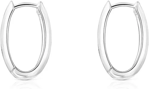 Vista 2 de TOUS Basics - Pendientes de aro ovalados de plata de ley, 0.787 in, Plata de ley, no conocido