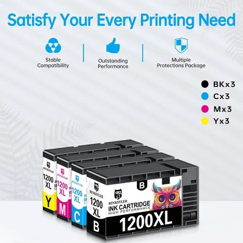 Vista 8 de Paquete de 12 cartuchos de tinta Maxify 1200XL para Canon PGI-1200XL PGI-1200 XL PGI 1200 Pigment Ink Work para Canon Maxify MB2720 MB2050 MB2350