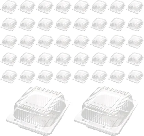 Vista 8 de Recipientes de plástico transparente para llevar, 100 unidades, tapa con bisagras Togo Containers, Food Take Out Loaf Container, Food Storage