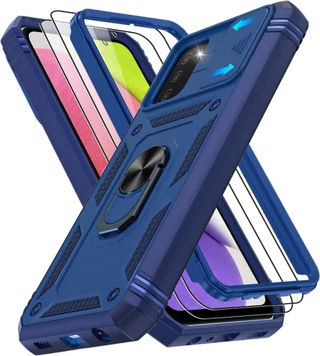 Vista 220 de Gritup Funda para Google Pixel 6 con cubierta deslizante para cámara y protector de pantalla (2 unidades), soporte de anillo giratorio 360°, funda