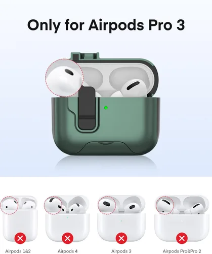 Vista 6 de Maxjoy Funda protectora para AirPods Pro 3 con kit de limpieza, funda rígida militar con bloqueo que absorbe los golpes, azul oscuro